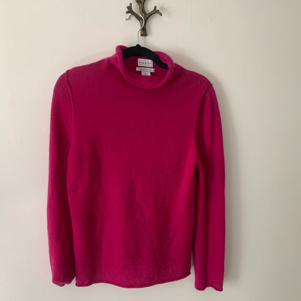 Nicole Miller hot pink cashmere sweater